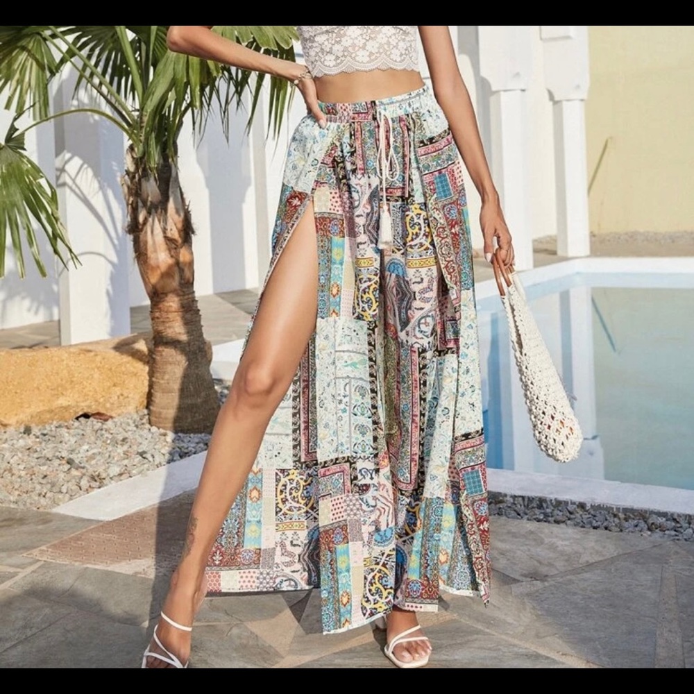 Split thigh pants
